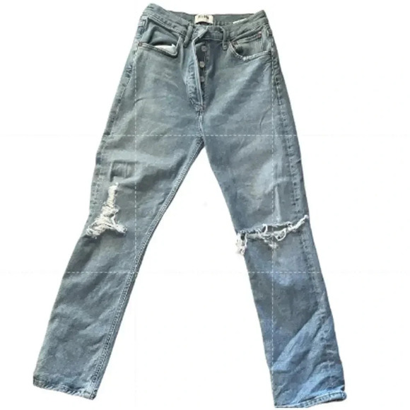 AGOLDE Blue Distressed Straight Leg Jeans Size 26 Riley - Picture 3 of 9